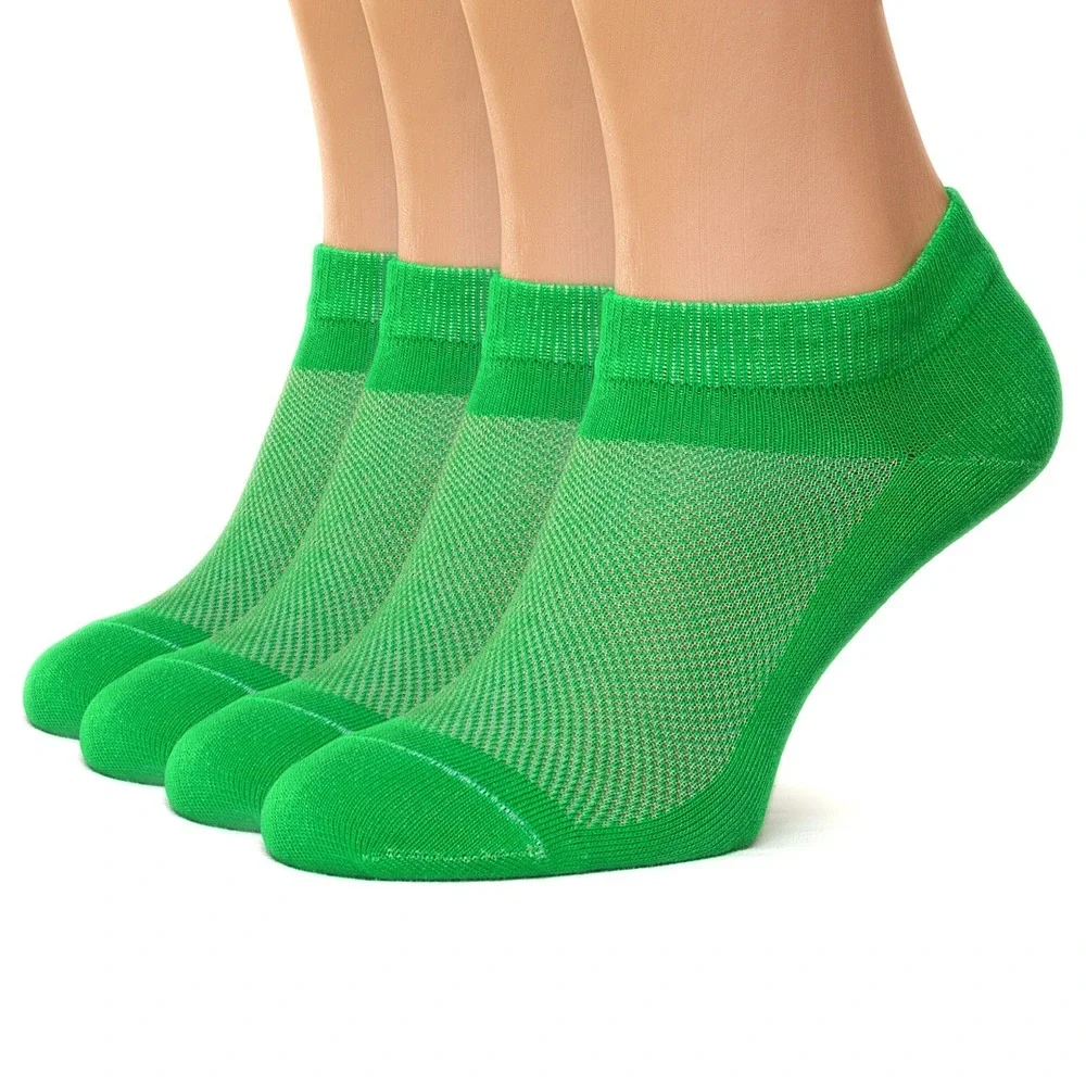 DUNA Green Thin Breathable Cotton Low Cut Ankle socks for Women Men, 4 Pack